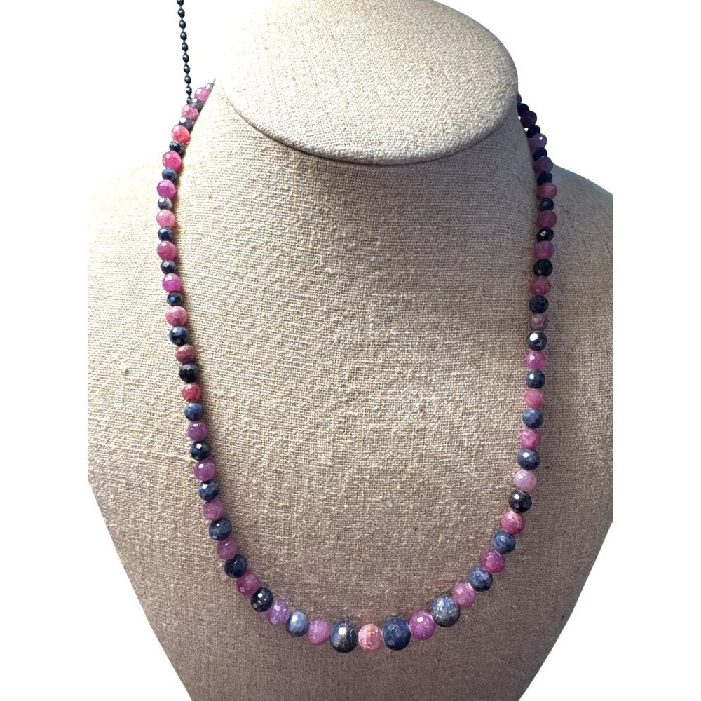 Jay King DTR 925 Necklace Ruby Sapphire Graduated Natural Bead Sterling Silver